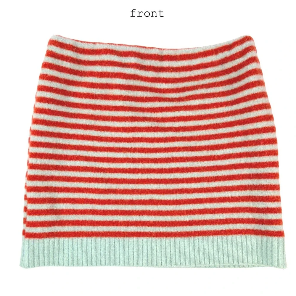 Jack & Mary Designs Bun Warmer Wool‎ Skirt Stripe Repurposed Handmade Small